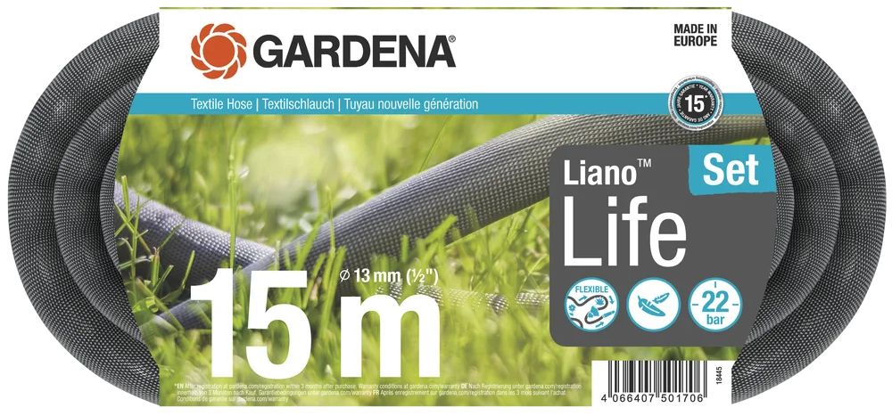 ΛΑΣΤΙΧΟ ΥΦΑΣΜΑΤΙΝΟ LIANO LIFE 1/2"-15M ΣΕΤ ΜΕ ΑΚΡΟΦΥΣΙΟ & ΣΥΝΔΕΣΜΟΥΣ OGS